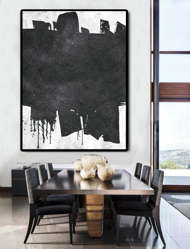 Modern Canvas Art,Black And White Minimal Painting On Canvas - Custom Oil Painting